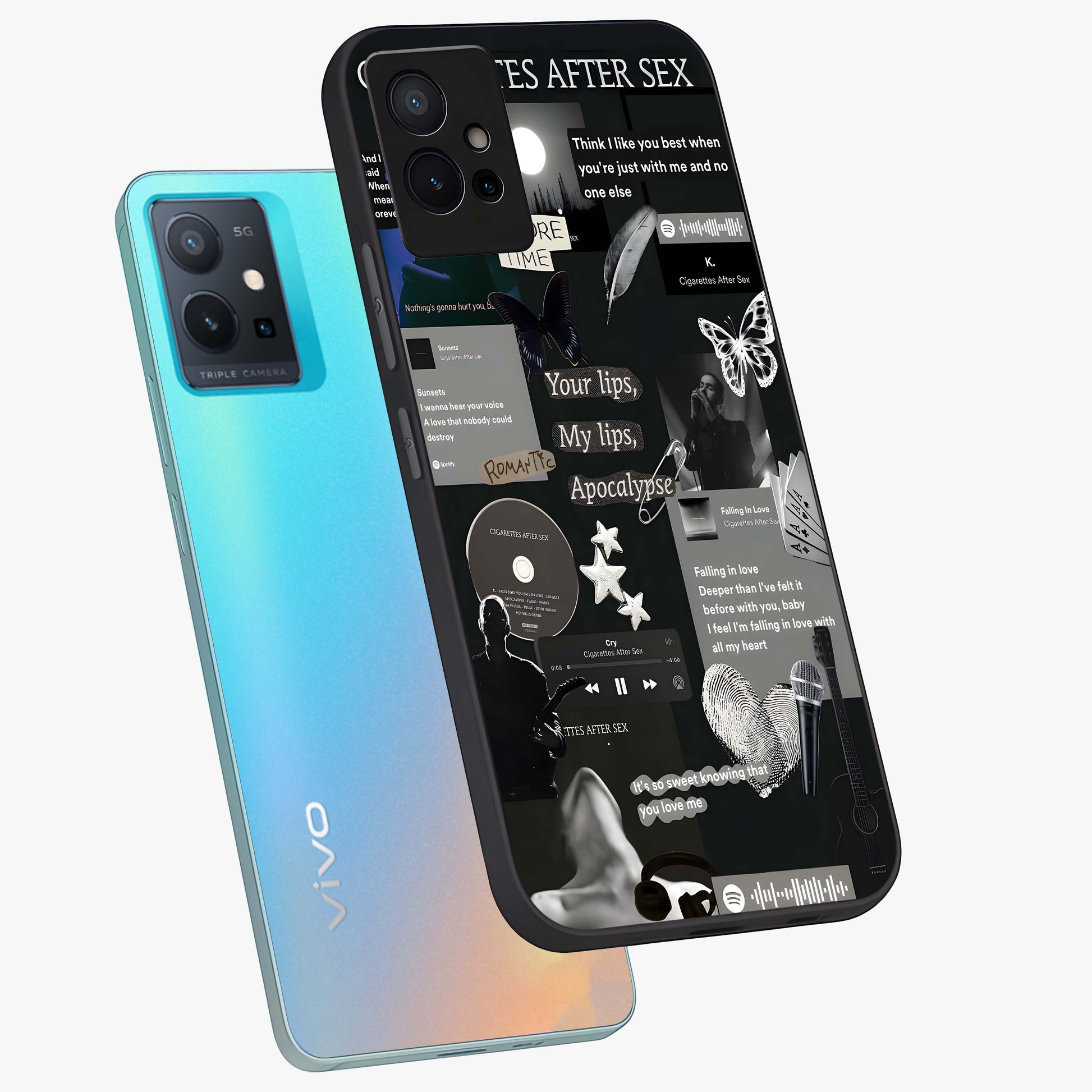 Midnight Love Echo Glass Case displayed in angled mockup highlighting elegant love inspired design with deep aesthetic style.
