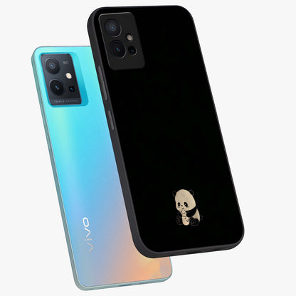 Midnight Panda Love Glass Case displayed in angled mockup highlighting adorable panda illustration with midnight aesthetic.