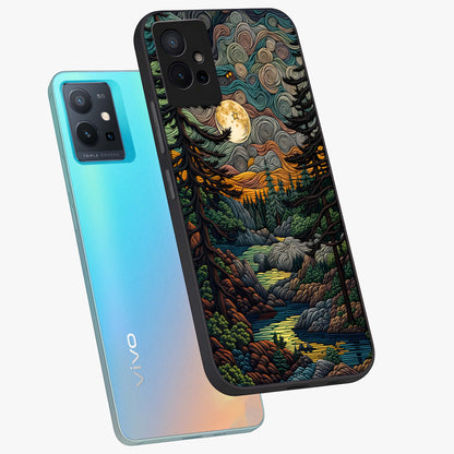 Moonlight Forest Dream Glass Case displayed in angled mockup highlighting dreamy forest design with glowing moon aesthetic.