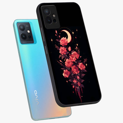 Moonlit Floral Elegance Glass Case displayed in angled mockup highlighting graceful flower design with soft moonlight aesthetic.