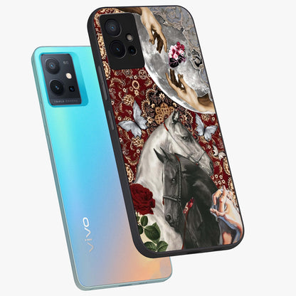Moonlit Royal Stallion Glass Case displayed in angled mockup highlighting powerful stallion illustration with royal night aesthetic.