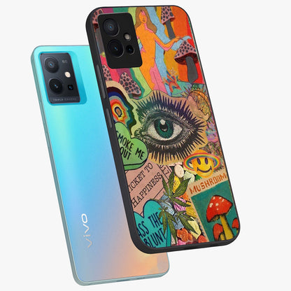 Mystic Eye Wonderland Glass Case displayed in angled mockup highlighting magical eye illustration with dreamy aesthetic.