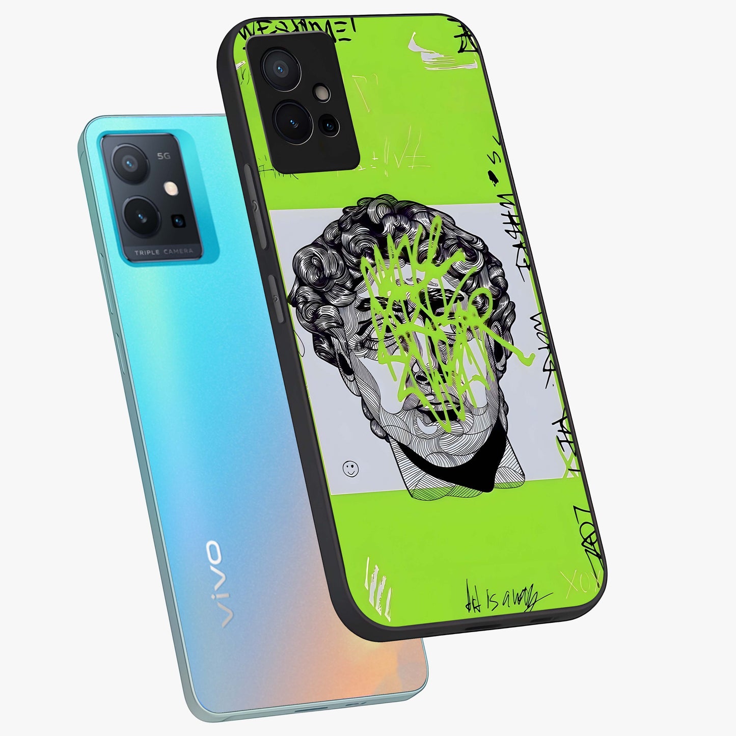 Neo Graffiti Rebellion Glass Case displayed in angled mockup highlighting urban street art design with rebellious aesthetic.