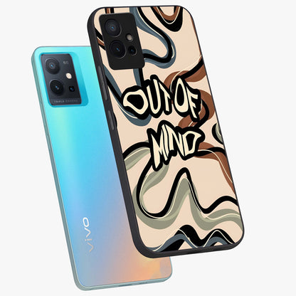 Out Of Mind Glass Case displayed in angled mockup highlighting bold statement design with modern artistic aesthetic.