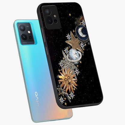 Pearls Universe Object Glass Case displayed in angled mockup highlighting celestial pearl design with dreamy aesthetic.