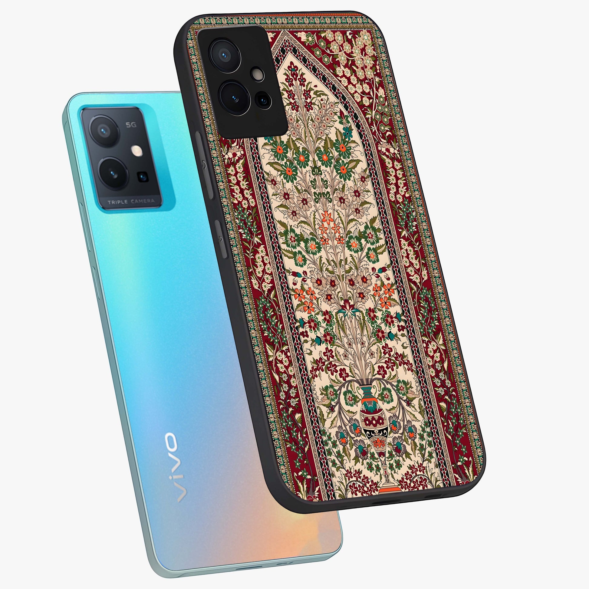 Persian Inspired Glass Case displayed in angled mockup highlighting intricate traditional design with elegant cultural aesthetic.