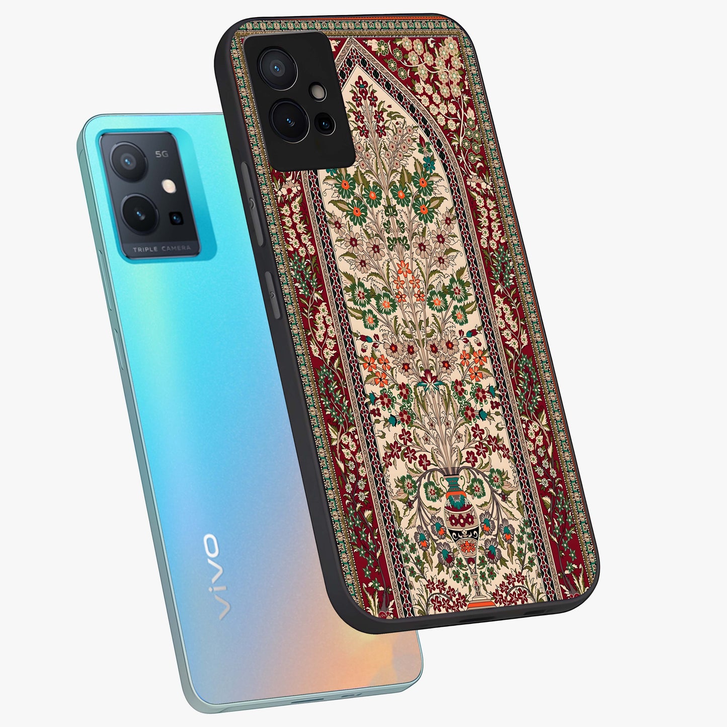 Persian Inspired Glass Case displayed in angled mockup highlighting intricate traditional design with elegant cultural aesthetic.