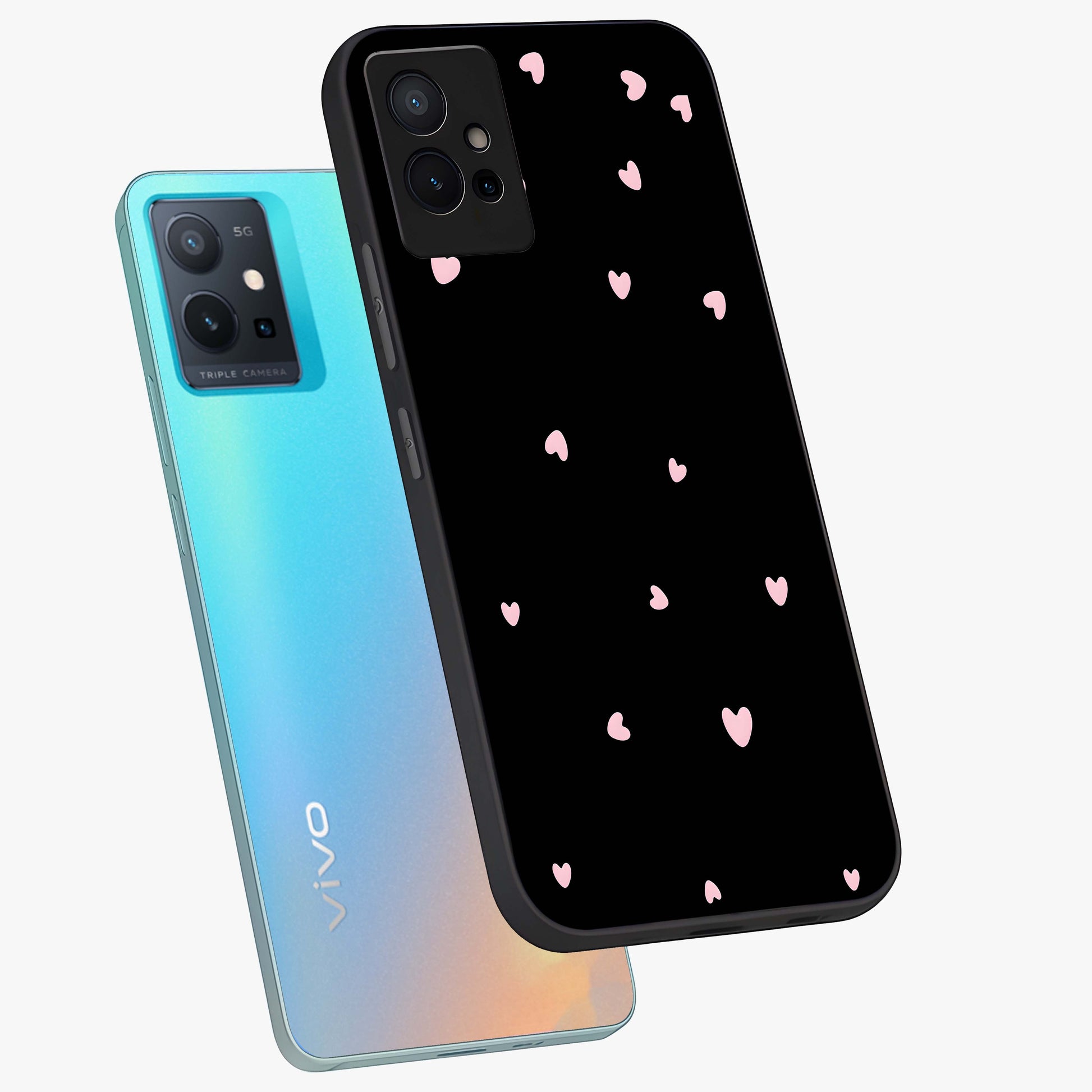 Pink Love Drops Glass Case displayed in angled mockup highlighting cute love drop design with vibrant pink aesthetic.