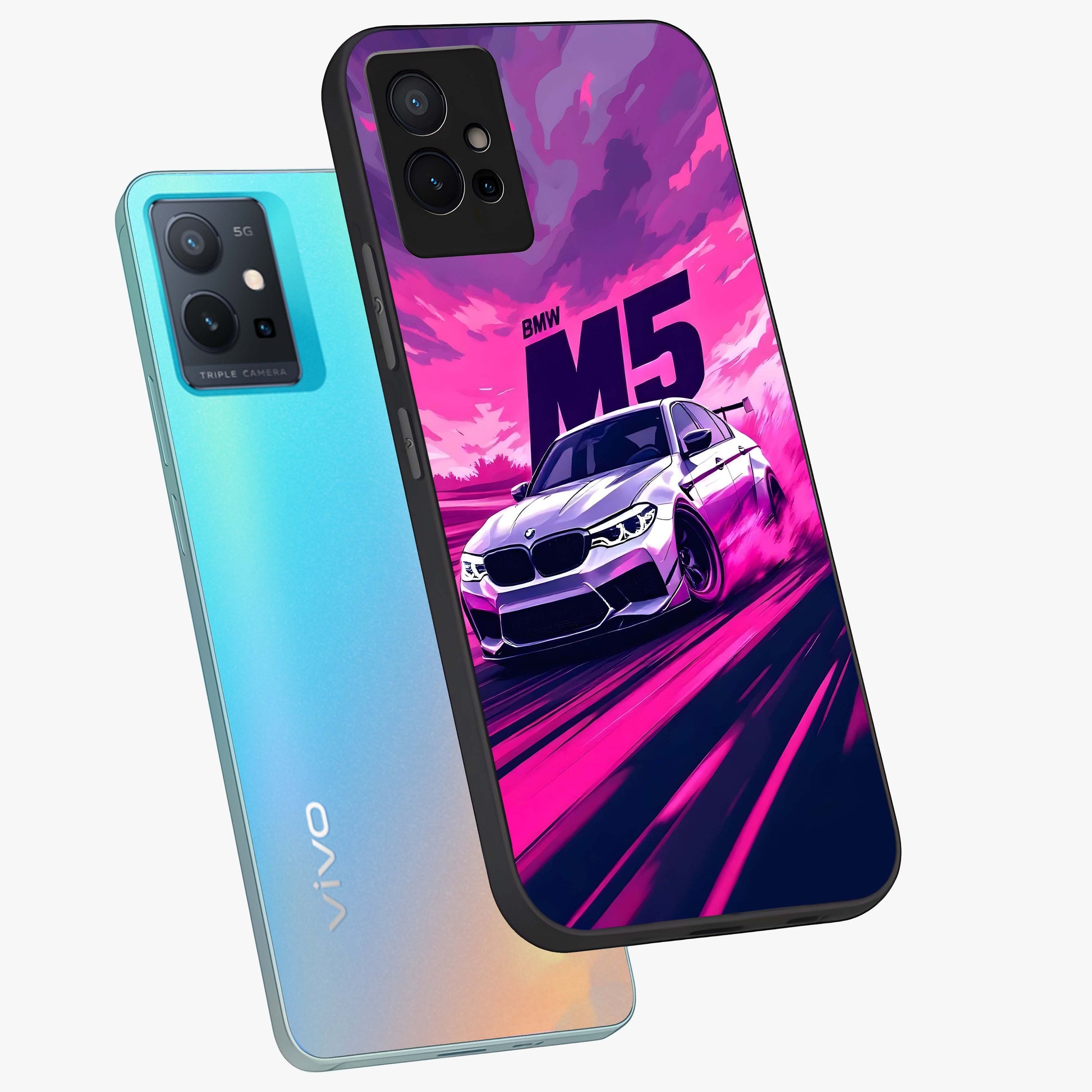 Velocity Drift Pulse Glass Case displayed in angled mockup highlighting dynamic drift design with sporty automotive aesthetic.