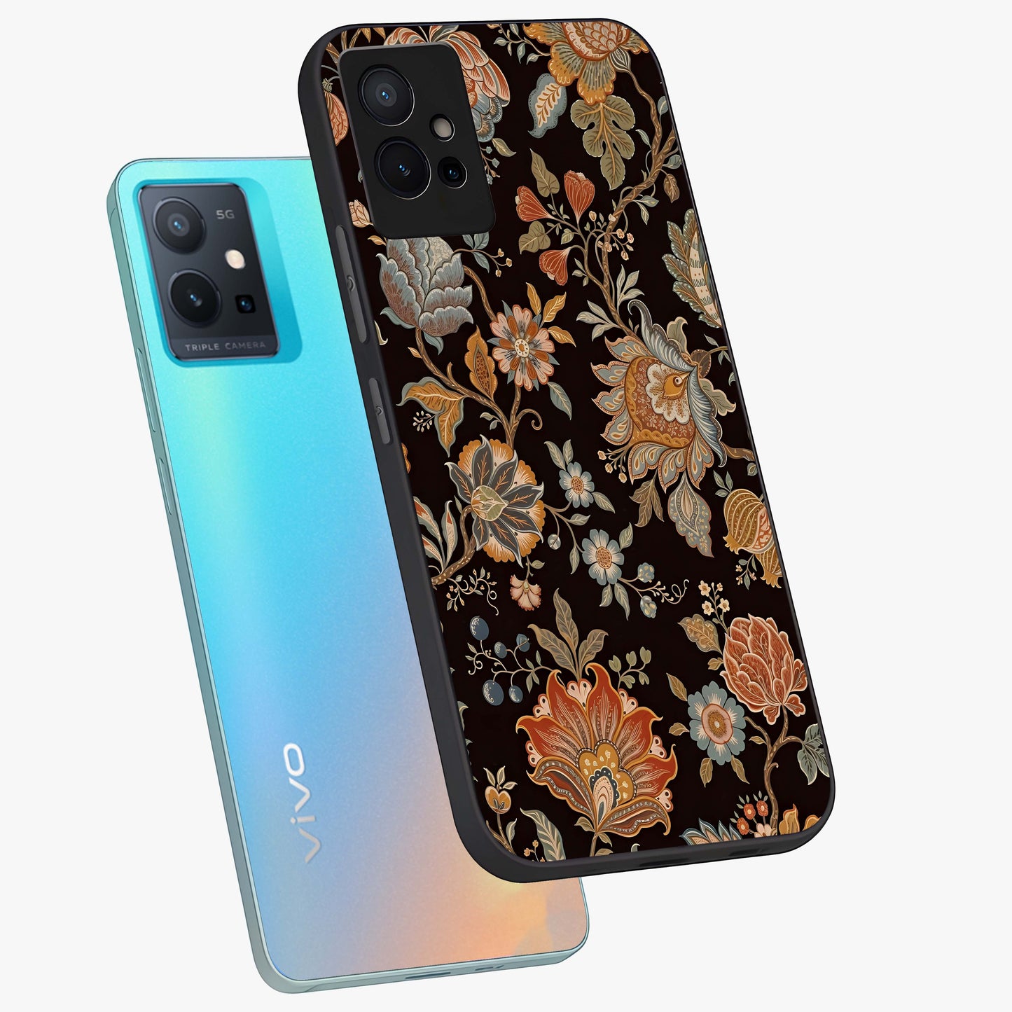 Vintage Floral Dream Glass Case displayed in angled mockup highlighting elegant vintage flower design with soft aesthetic style.