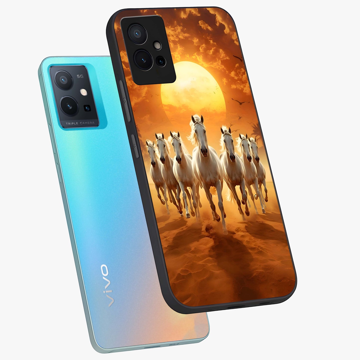 Wild Sunset Majesty Glass Case displayed in angled mockup highlighting vibrant sunset sky design with scenic aesthetic.