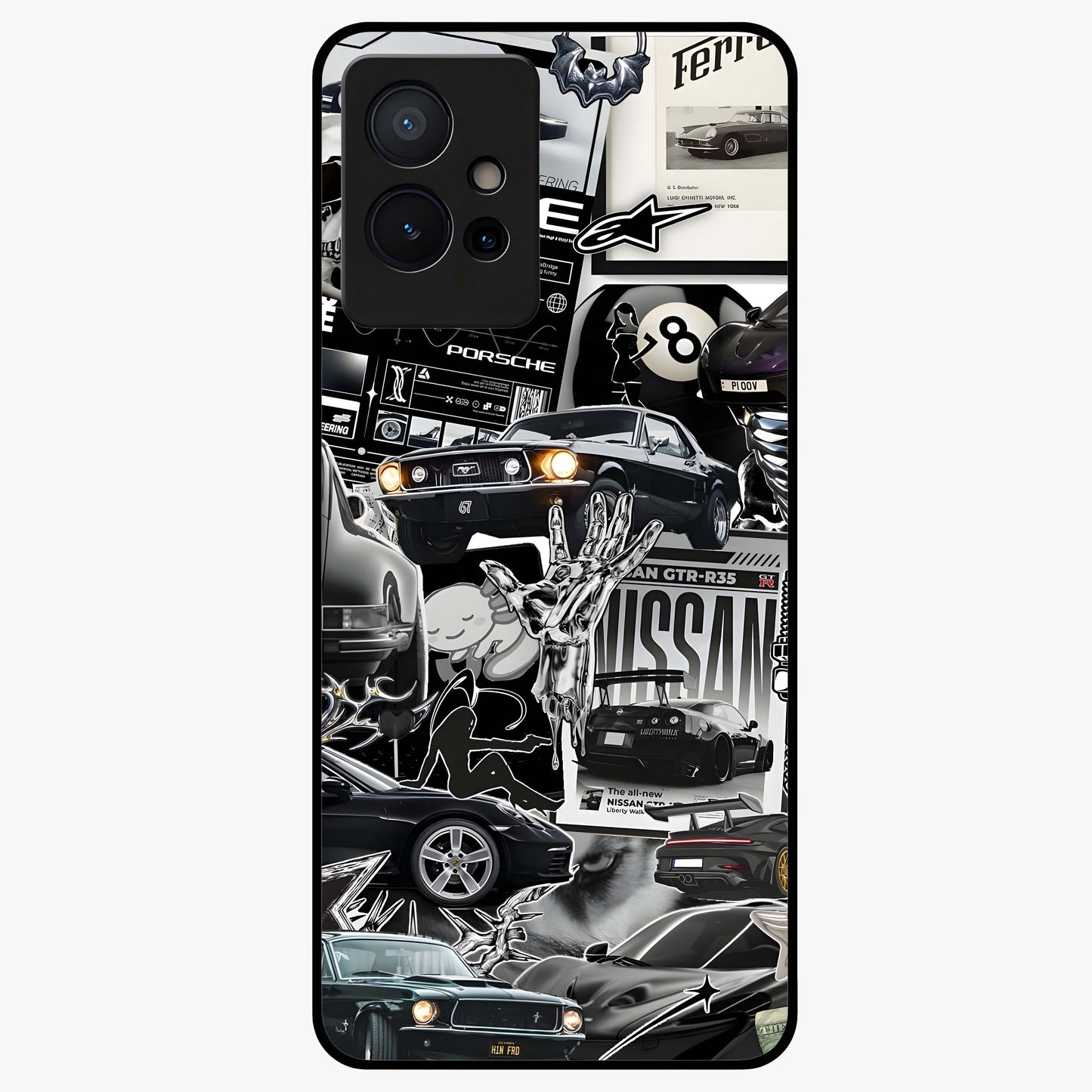 Aesthetic Dark Love Glass Case showing flat back view with dark romantic artwork and glossy glass finish.