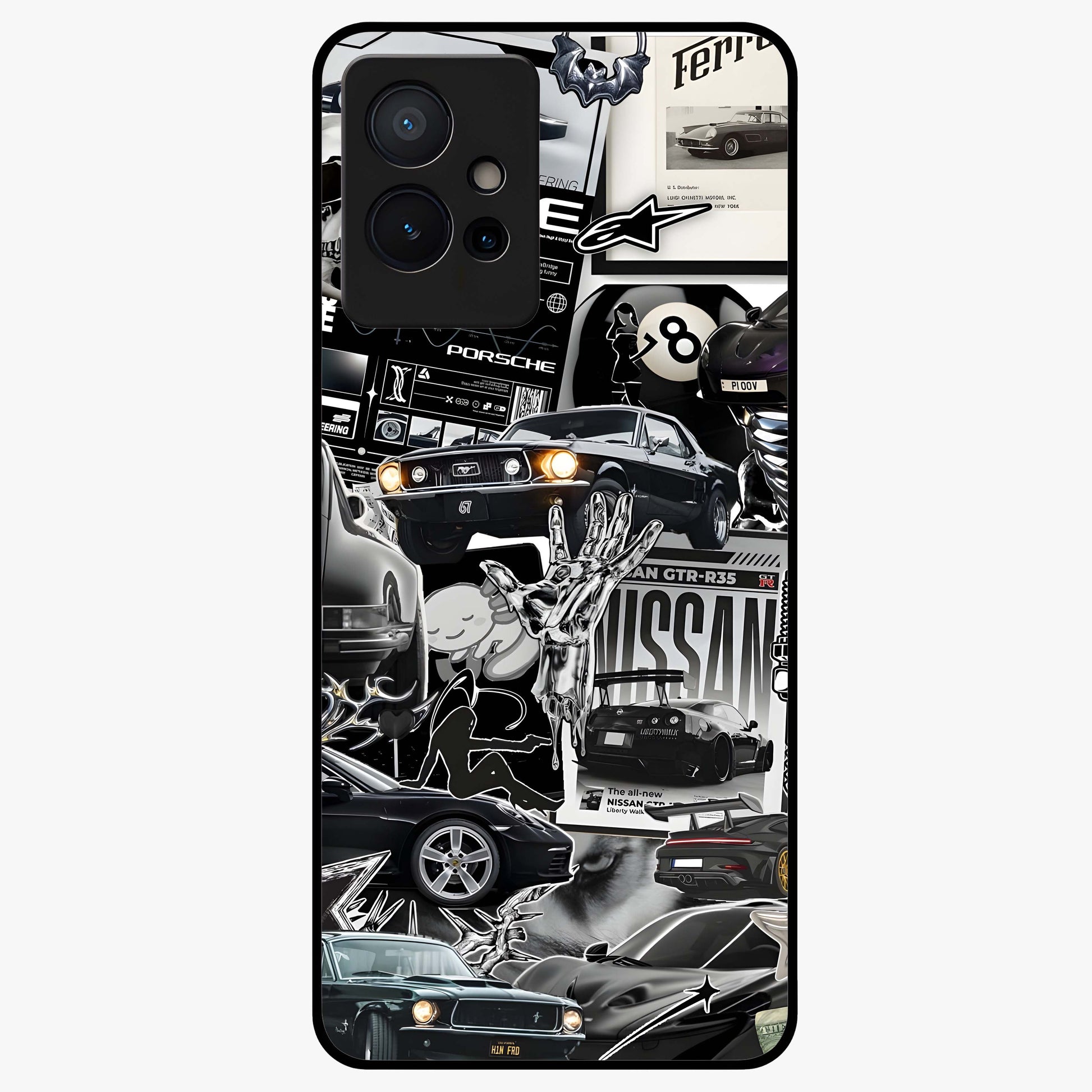 Aesthetic Dark Love Glass Case showing flat back view with dark romantic artwork and glossy glass finish.