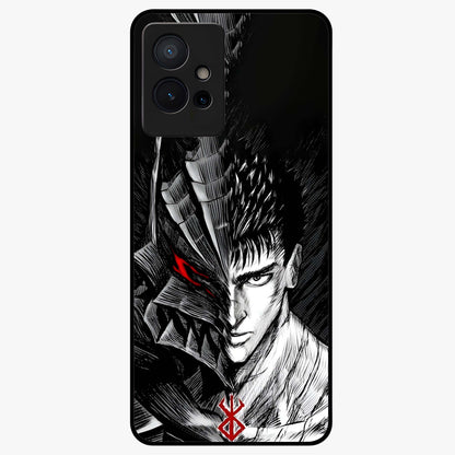 Berserker Blood Oath Glass Case showing flat back view with fierce warrior inspired artwork and glossy glass finish.