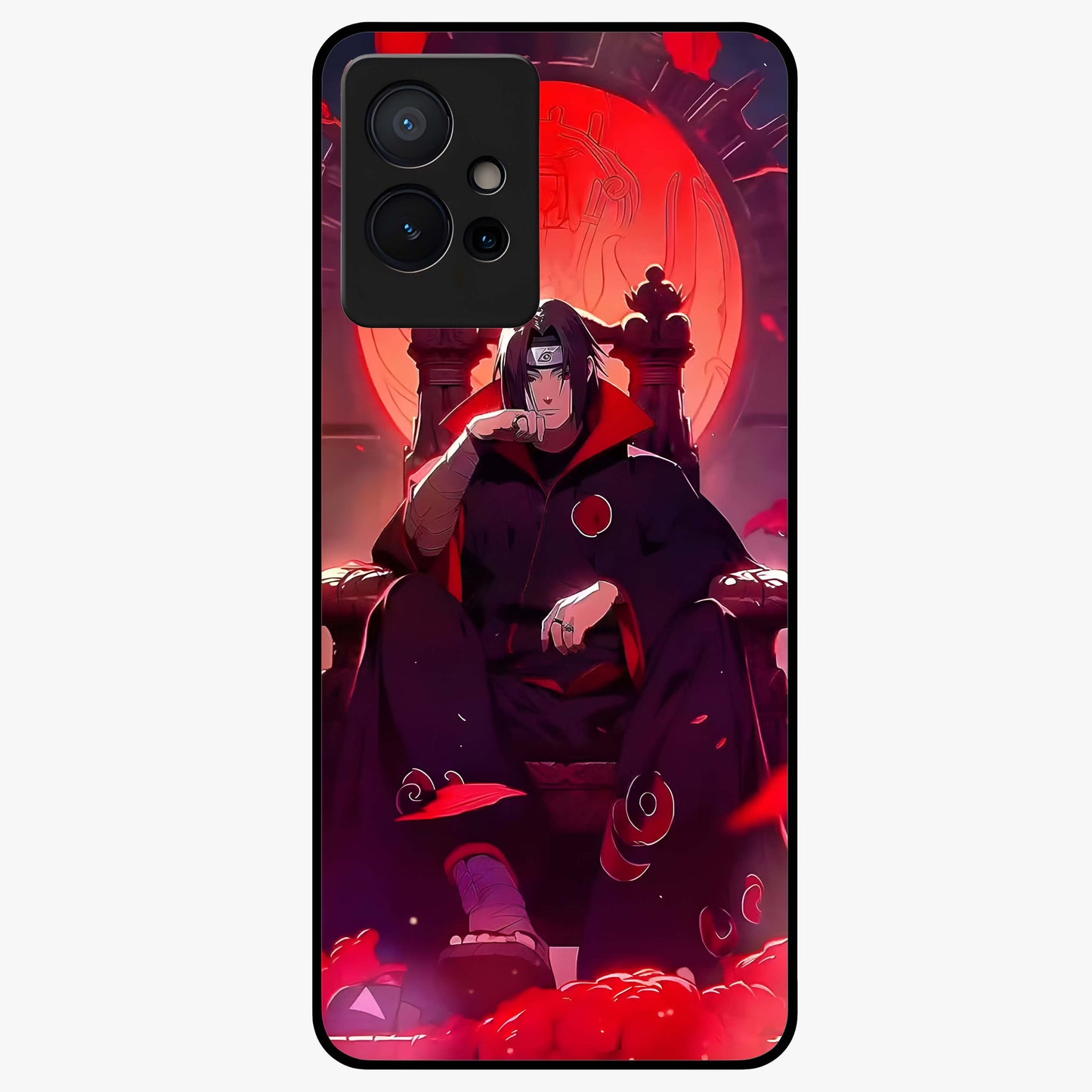 Blood Moon Sovereign Glass Case showing flat back view with mystical blood moon artwork and glossy glass finish.