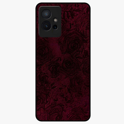 Crimson Fade Flow Glass Case showing flat back view with flowing crimson gradient artwork and glossy glass finish.