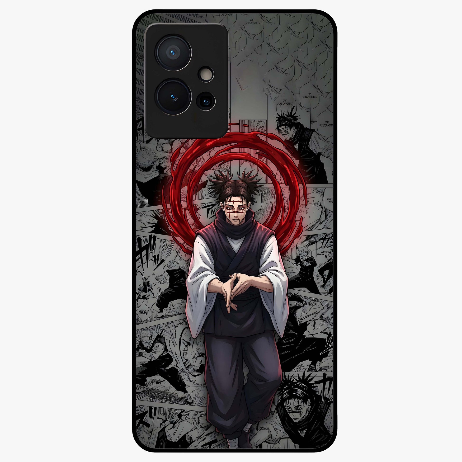 Cursed Ritual Ascension Glass Case showing flat back view with dark ritual themed artwork and glossy glass finish.