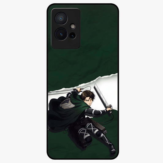 Emerald War Vanguard Glass Case showing flat back view with powerful warrior themed artwork and glossy glass finish.