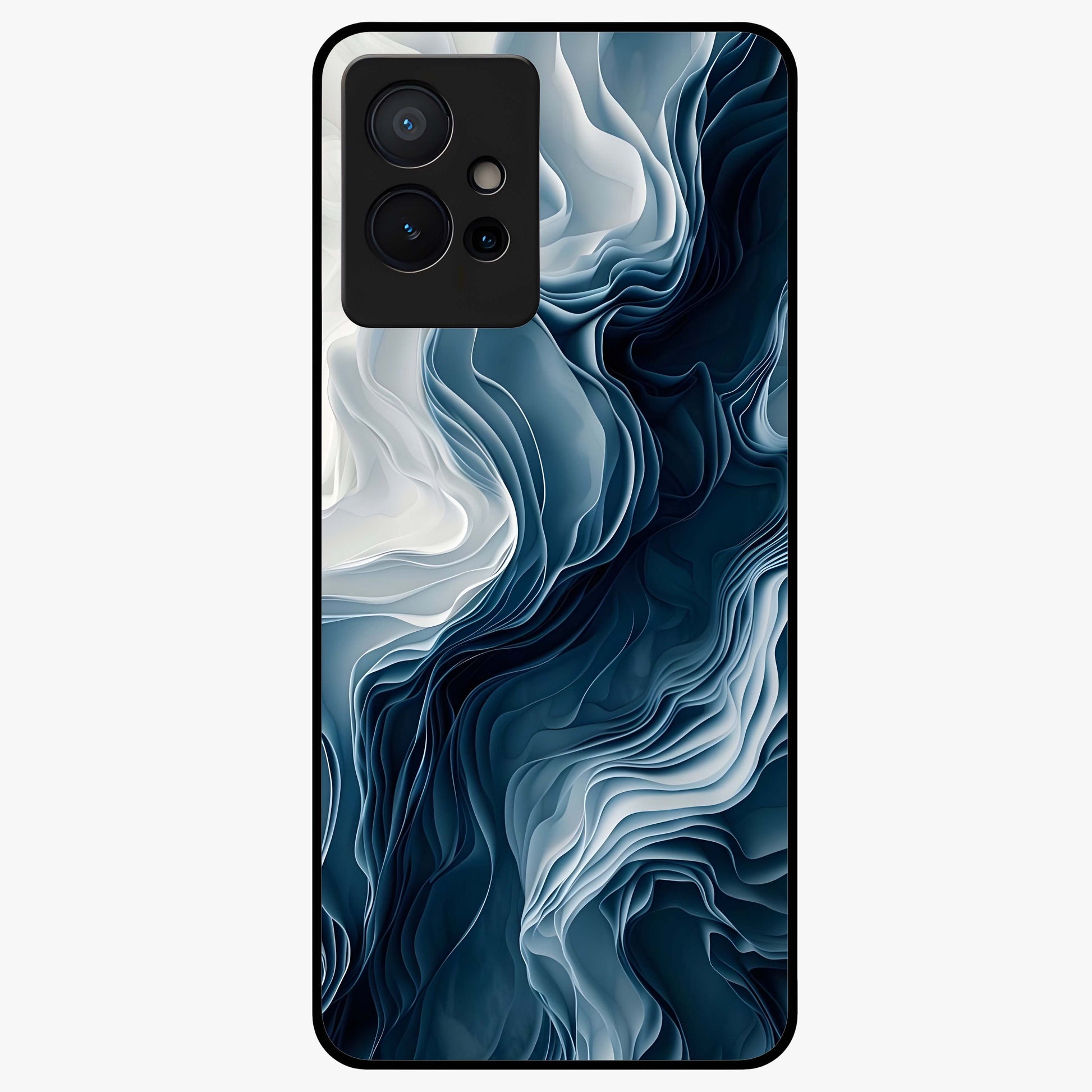 Ethereal Paper Marble Glass Case showing flat back view with soft marble paper texture artwork and glossy glass finish.