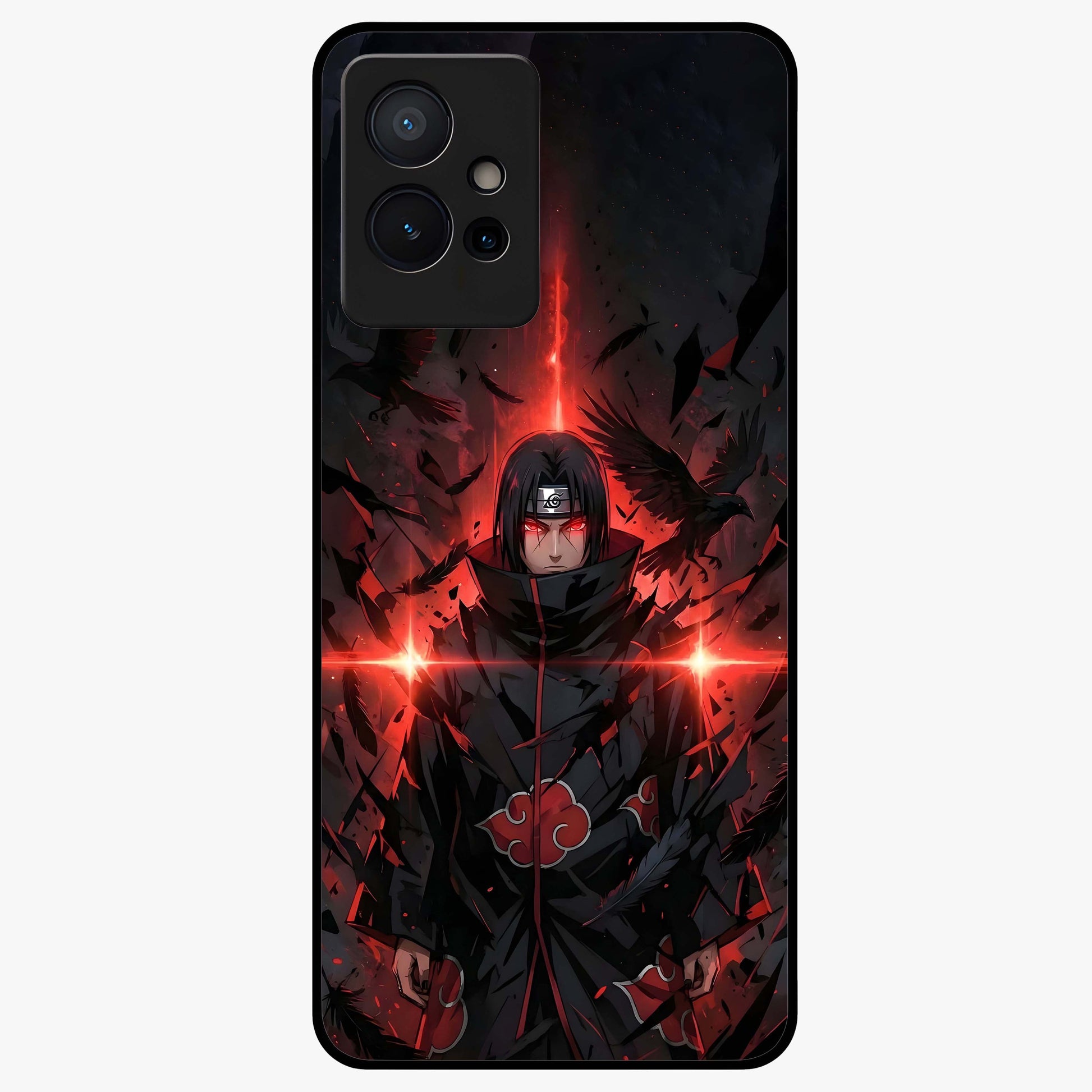 Focused Blade Discipline Glass Case showing flat back view with warrior sword themed artwork and glossy glass finish.
