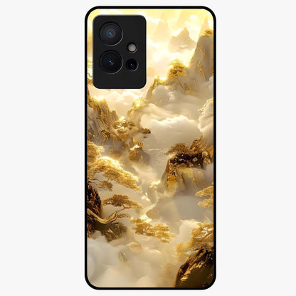 Gates Of Illumination Glass Case showing flat back view with mystical illuminated gate artwork and glossy glass finish.