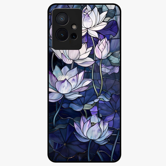 Gloss Petal Rush Glass Case showing flat back view with glossy flower petal artwork and smooth glass finish.