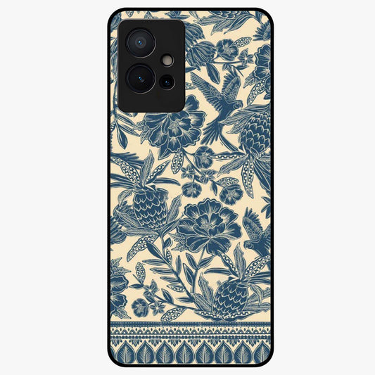 Heirloom Wild Bloom Glass Case showing flat back view with vintage inspired wild flower artwork and glossy glass finish.