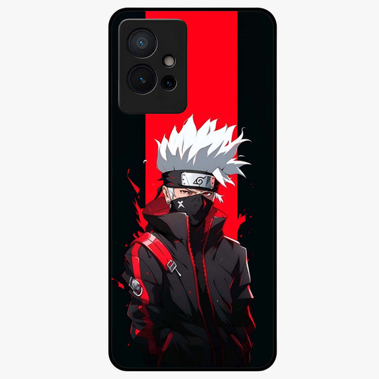 Kakashi Scarlet Shadow Glass Case showing flat back view with powerful anime ninja artwork and glossy glass finish.