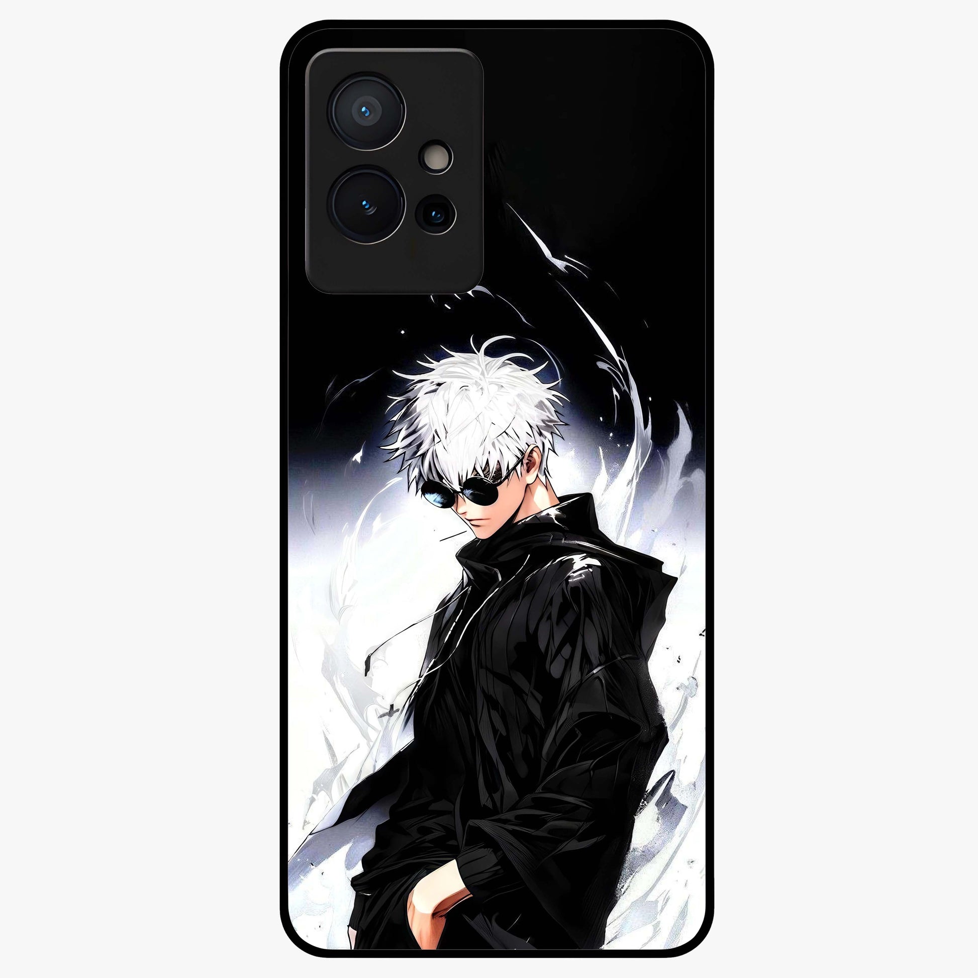 Limitless Shadow King Glass Case showing flat back view with powerful shadow warrior artwork and glossy glass finish.