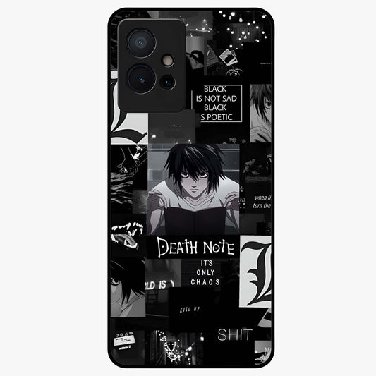 Midnight Chaos Mind Glass Case showing flat back view with abstract dark themed artwork and glossy glass finish.