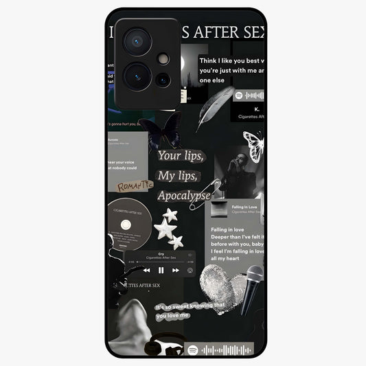 Midnight Love Echo Glass Case showing flat back view with romantic midnight themed artwork and glossy glass finish.