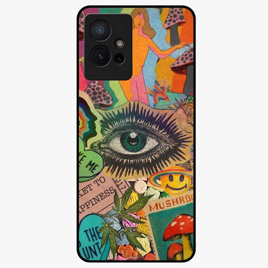 Mystic Eye Wonderland Glass Case showing flat back view with mystical eye themed artwork and glossy glass finish.