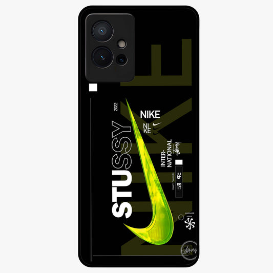 Neon Street Edition Glass Case showing flat back view with neon street style artwork and glossy glass finish.
