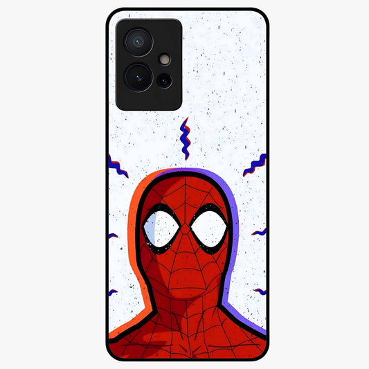Omg Spiderman Glass Case showing flat back view with bold superhero inspired artwork and glossy glass finish.