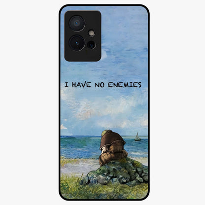 Peace Beyond War Glass Case showing flat back view with symbolic peace themed artwork and glossy glass finish.