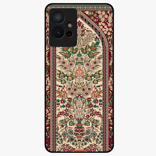 Persian Inspired Glass Case showing flat back view with ornate Persian style pattern artwork and glossy glass finish.