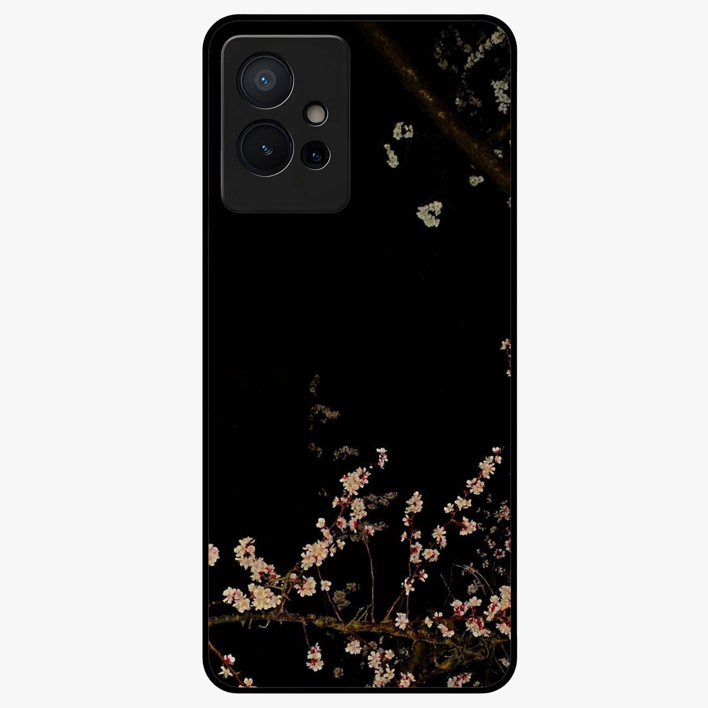 Petal Moon Light With Custom Name Glass Case showing flat back view with floral moonlight artwork and personalized name design.