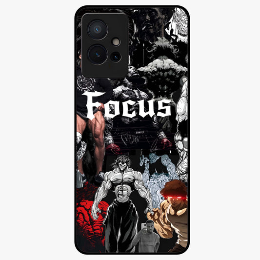 Relentless Power Focus Glass Case showing flat back view with motivational typography artwork and glossy glass finish.