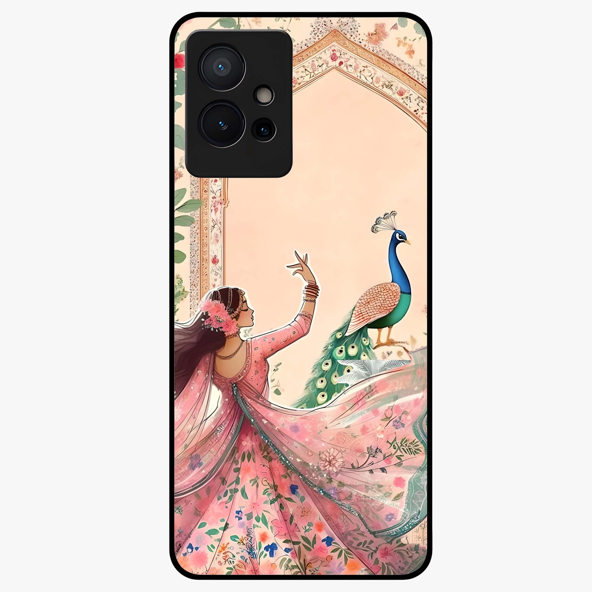 Royal Grace Muse Glass Case showing flat back view with elegant artistic artwork and glossy glass finish.