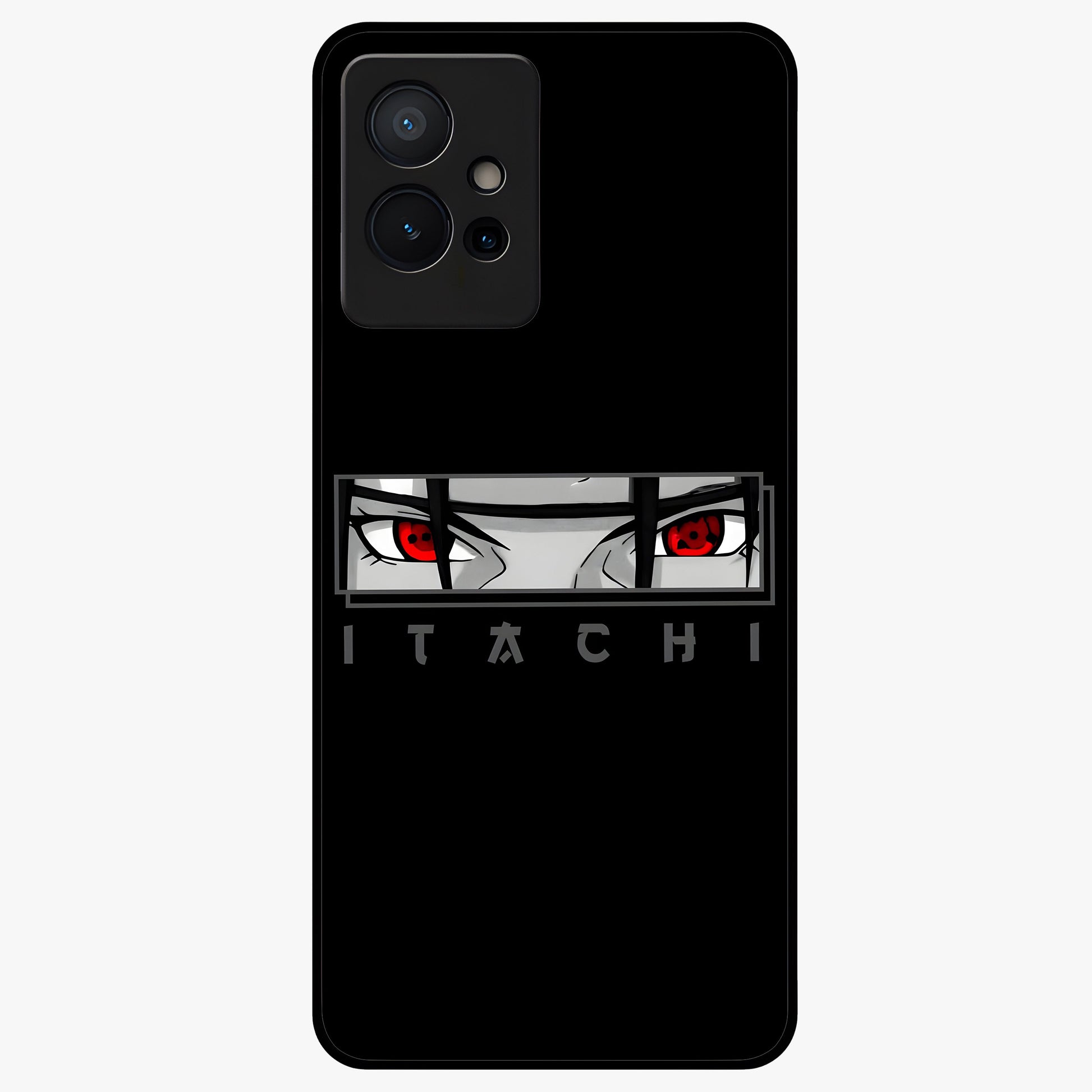 Scarlet Gaze Dominance Glass Case showing flat back view with striking red themed artwork and glossy glass finish.