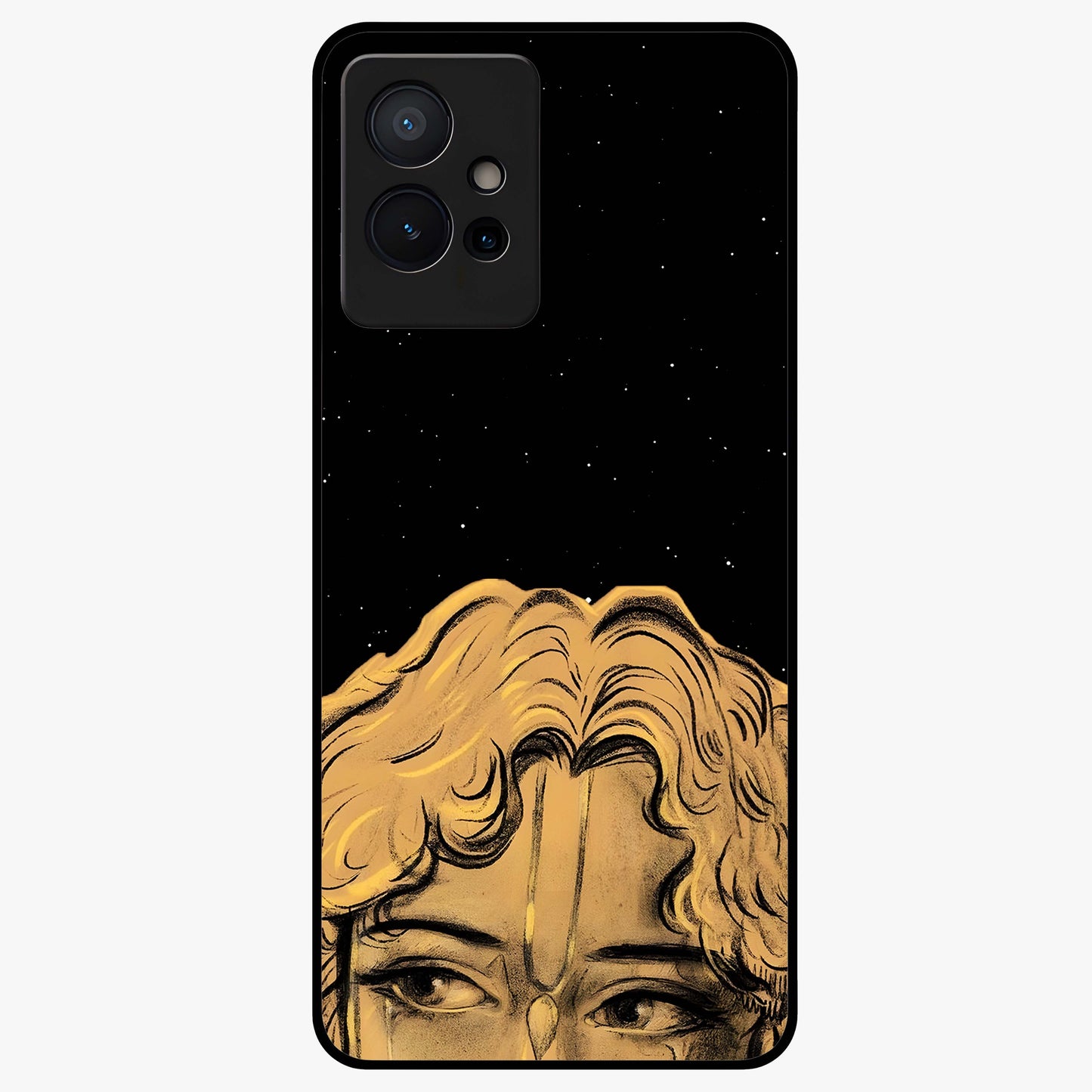 Shri Krishna Art Glass Case showing flat back view with devotional Krishna artwork and glossy glass finish.