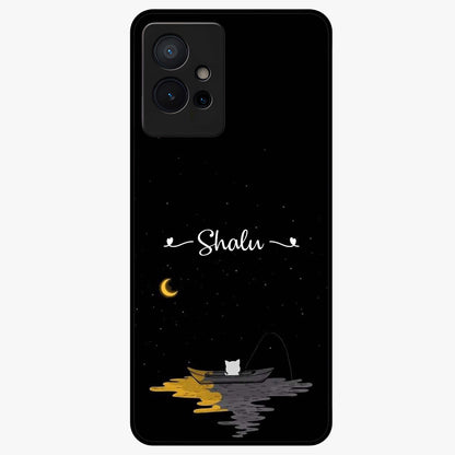 Silent Night Row Glass Case showing flat back view with calm night themed artwork and glossy glass finish.