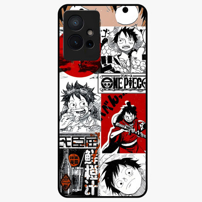 Strawhat Chaos Panels Glass Case showing flat back view with anime inspired chaos panel artwork and glossy glass finish.