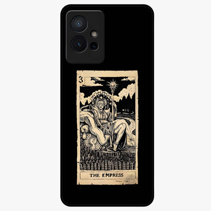 The Empress Glass Case showing flat back view with regal feminine artwork and glossy glass finish.