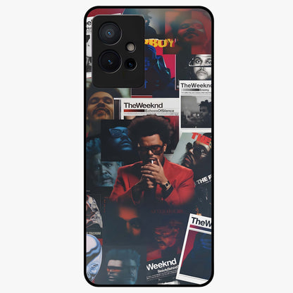 The Weeknd Glass Case showing flat back view with music inspired artistic portrait artwork and glossy glass finish.