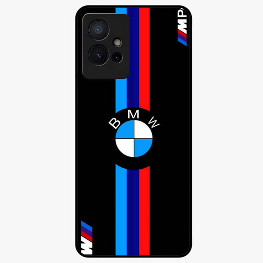 Turbo BMW Beast Glass Case showing flat back view with high performance sports car artwork and glossy glass finish.