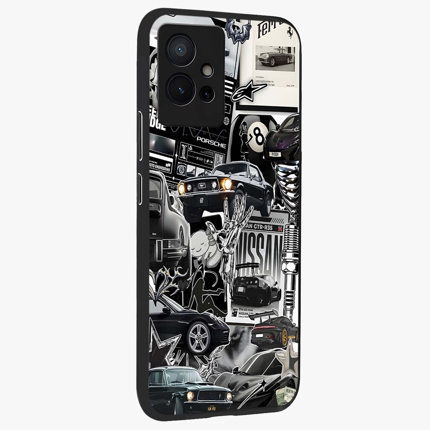 Aesthetic Dark Love Glass Case upright view showcasing dramatic romantic artwork with modern aesthetic style.