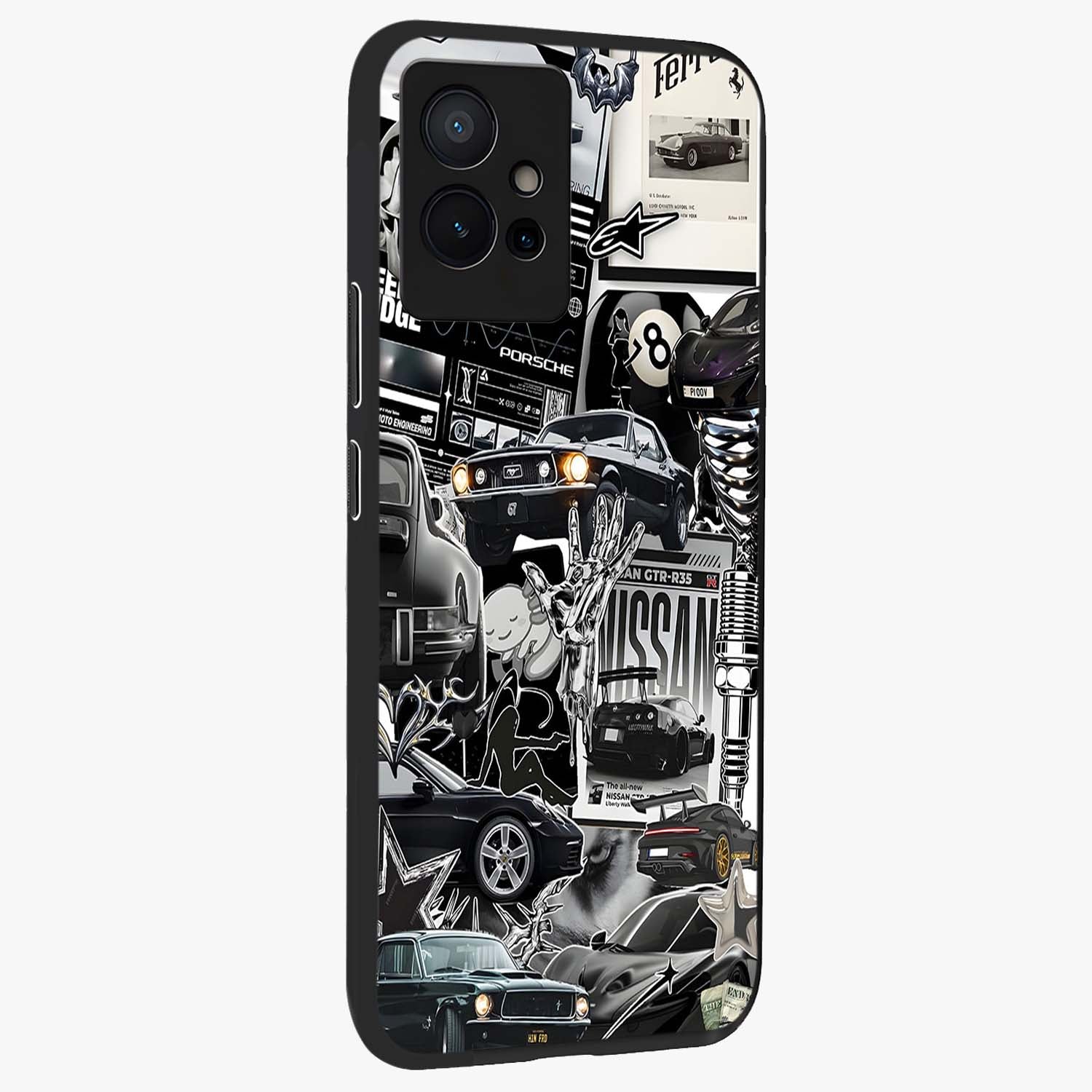 Aesthetic Dark Love Glass Case upright view showcasing dramatic romantic artwork with modern aesthetic style.