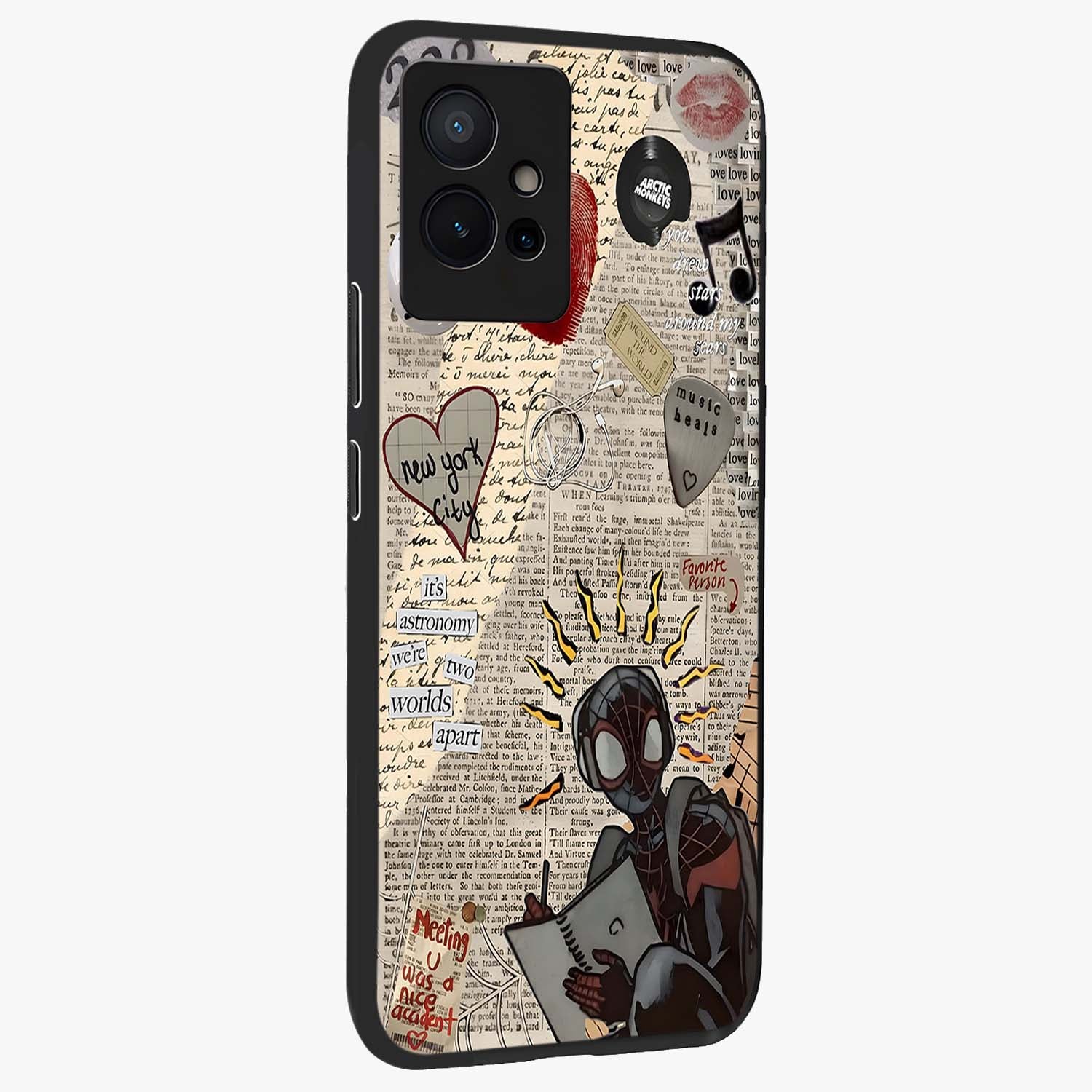 City Dream Sketch Glass Case upright view showcasing urban skyline artwork with stylish hand drawn design.