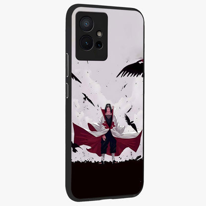 Crimson Crow Ascension Glass Case upright view showcasing dramatic crow artwork with bold gothic theme.